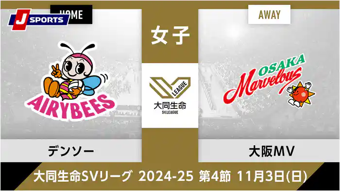大同生命SVリーグ 2024-25女子 第4節デンソーエアリービーズ、 大阪マーヴェラス(11/03)
