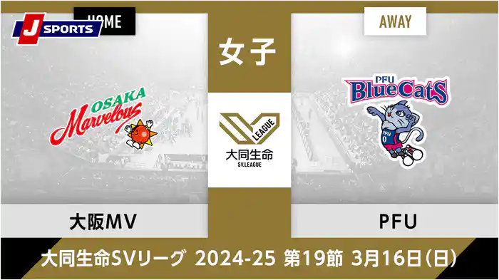 大同生命SVリーグ 2024-25女子 第19節大阪マーヴェラス、 PFUブルーキャッツ石川かほく(03/16)