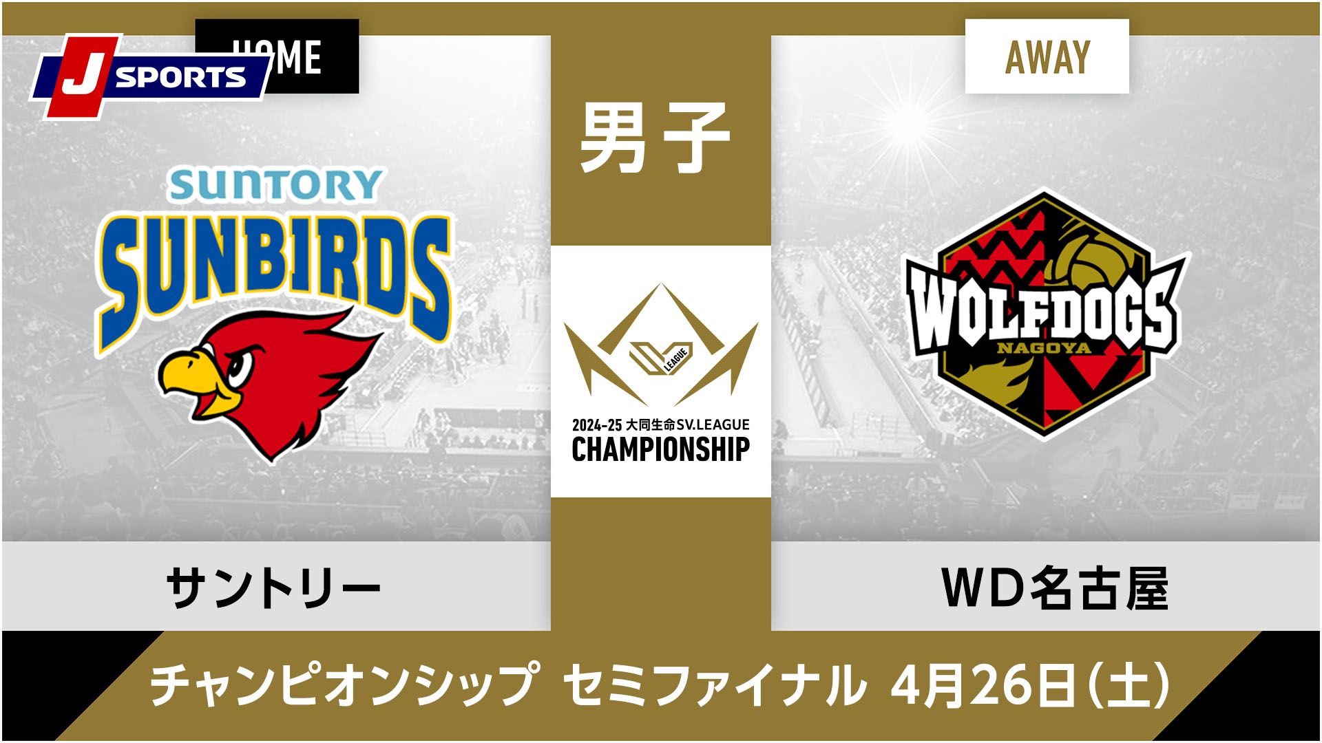 大同生命SVリーグ チャンピオンシップ 2024-25男子 準決勝 第2戦サントリーサンバーズ大阪 vs. ウルフドッグス名古屋(04/26)