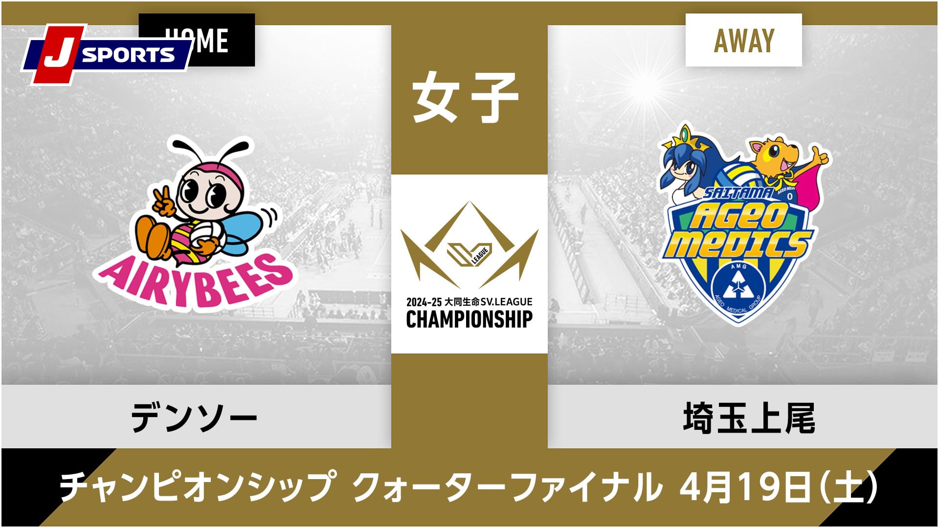 大同生命SVリーグ チャンピオンシップ 2024-25女子 準々決勝 第2戦デンソーエアリービーズ vs. 埼玉上尾メディックス(04/19)