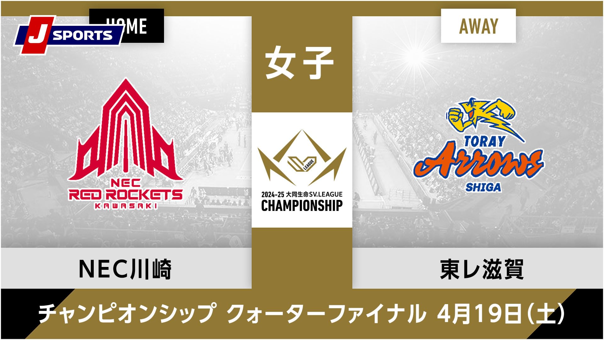 大同生命SVリーグ チャンピオンシップ 2024-25女子 準々決勝 第2戦NECレッドロケッツ川崎 vs. 東レアローズ滋賀(04/19)