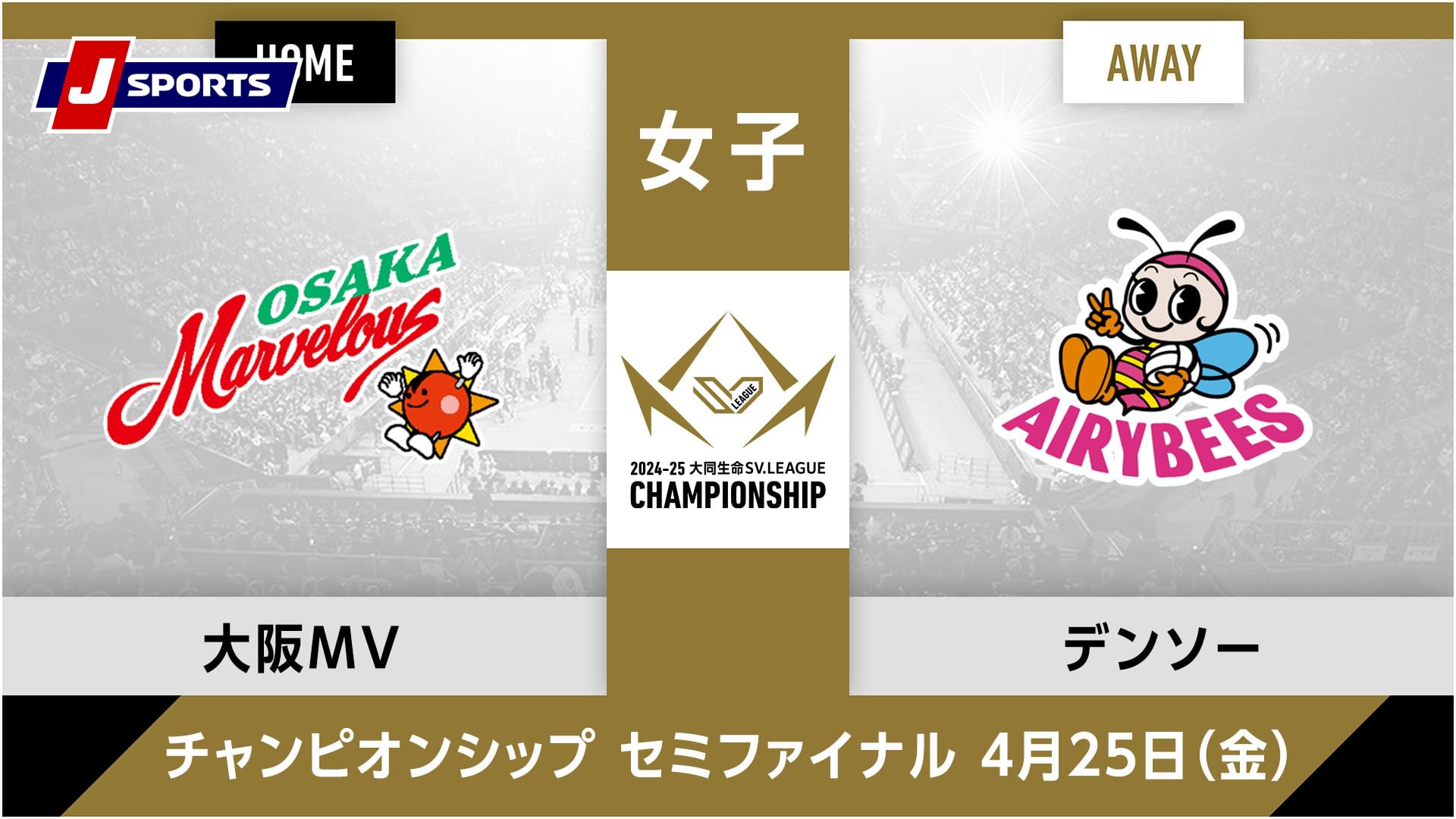 大同生命SVリーグ チャンピオンシップ 2024-25女子 準決勝 第1戦大阪マーヴェラス vs. デンソーエアリービーズ(04/25)