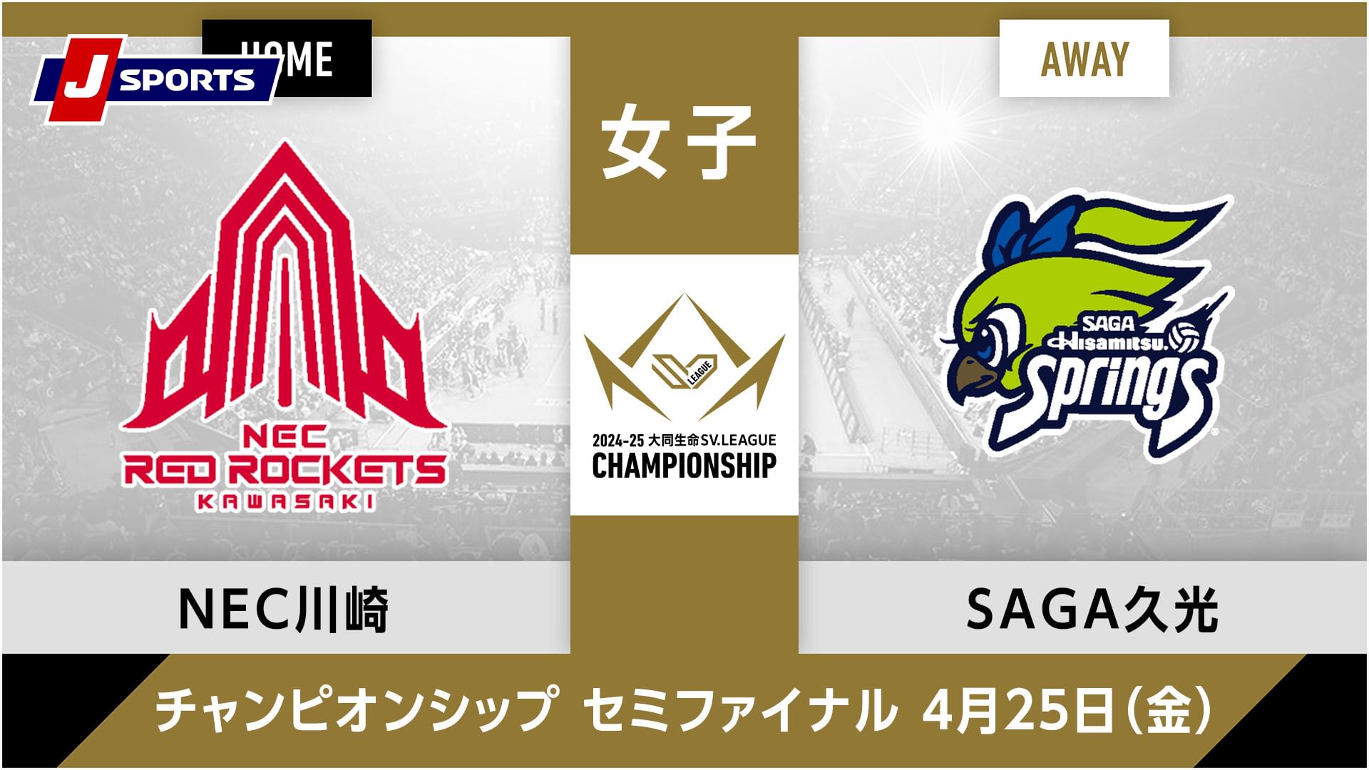 大同生命SVリーグ チャンピオンシップ 2024-25女子 準決勝 第1戦NECレッドロケッツ川崎 vs. SAGA久光スプリングス(04/25)