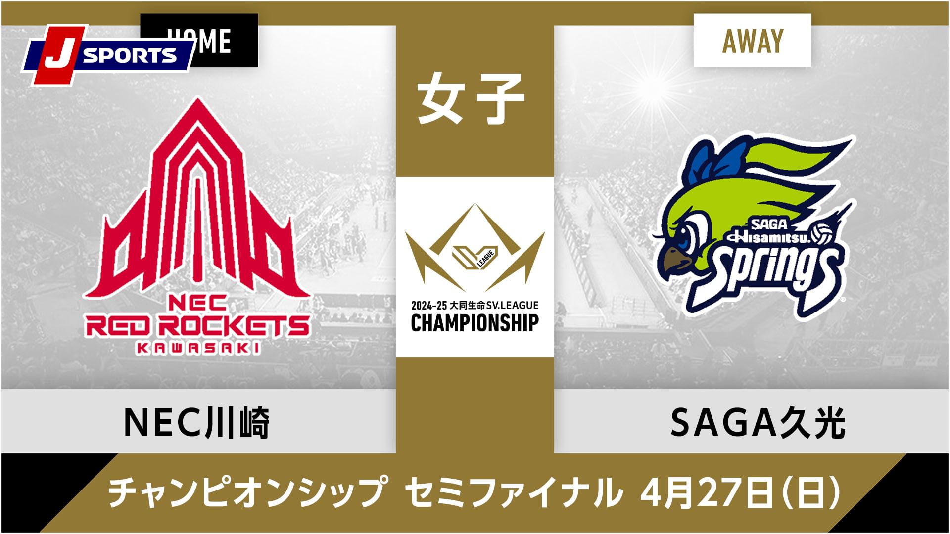 大同生命SVリーグ チャンピオンシップ 2024-25女子 準決勝 第3戦NECレッドロケッツ川崎 vs. SAGA久光スプリングス(04/27)