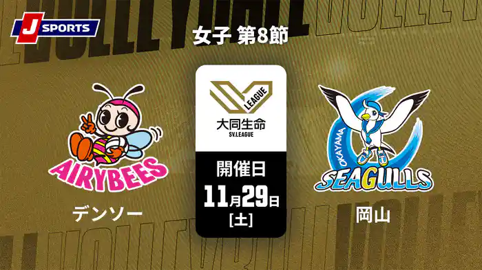 大同生命SVリーグ 2025-26 女子 第8節 デンソーエアリービーズ vs. 岡山シーガルズ(11/29)