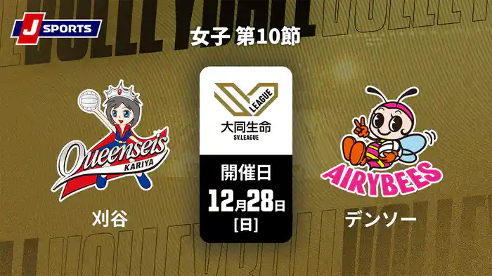 大同生命SVリーグ 2025-26 女子 第10節 クインシーズ刈谷 vs. デンソーエアリービーズ(12/28)