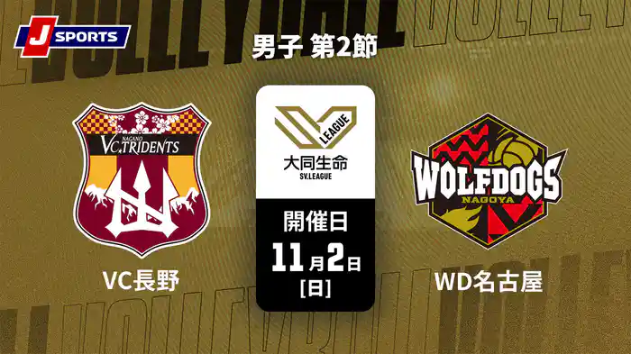 大同生命SVリーグ 2025-26 男子 第2節 VC長野トライデンツ vs. ウルフドッグス名古屋(11/2)