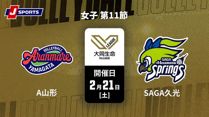 大同生命SVリーグ 2025-26 女子 第11節 アランマーレ山形 vs. SAGA久光スプリングス(2/21)