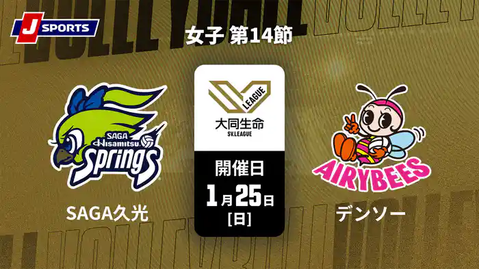 大同生命SVリーグ 2025-26 女子 第14節 SAGA久光スプリングス vs. デンソーエアリービーズ(01/25)