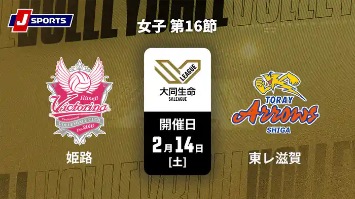 大同生命SVリーグ 2025-26 女子 第16節 ヴィクトリーナ姫路 vs. 東レアローズ滋賀(2/14)