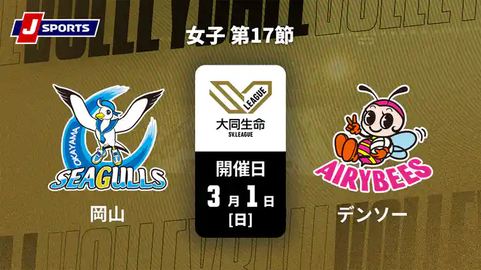 大同生命SVリーグ 2025-26 女子 第17節 岡山シーガルズ vs. デンソーエアリービーズ(3/1)