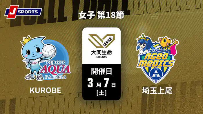 大同生命SVリーグ 2025-26 女子 第18節 KUROBEアクアフェアリーズ vs. 埼玉上尾メディックス(3/7)