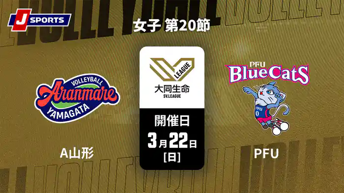 大同生命SVリーグ 2025-26 女子 第20節 アランマーレ山形 vs. PFUブルーキャッツ石川かほく(3/22)