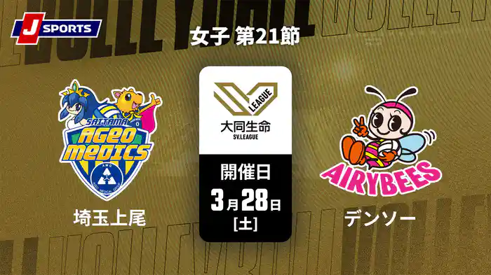 大同生命SVリーグ 2025-26 女子 第21節 埼玉上尾メディックス vs. デンソーエアリービーズ(3/28)