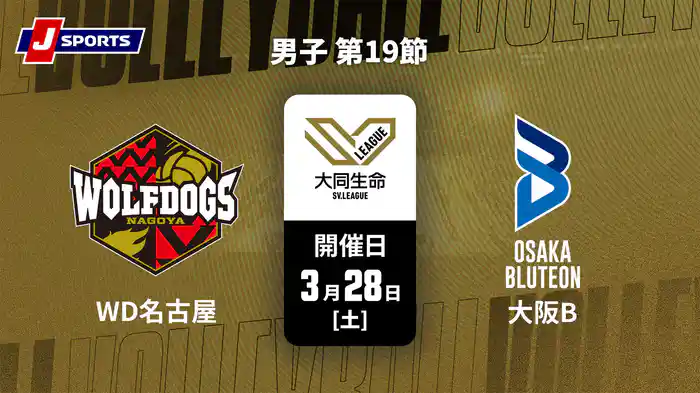 大同生命SVリーグ 2025-26 男子 第19節 ウルフドッグス名古屋 vs. 大阪ブルテオン(03/28)