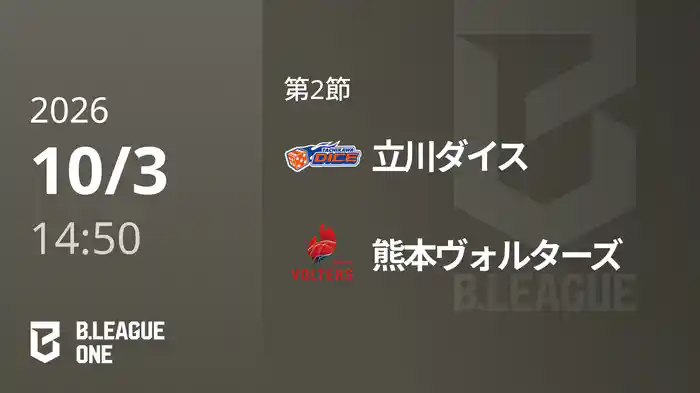 第2節 立川ダイスvs熊本ヴォルターズ 10/3 [B.ONE]