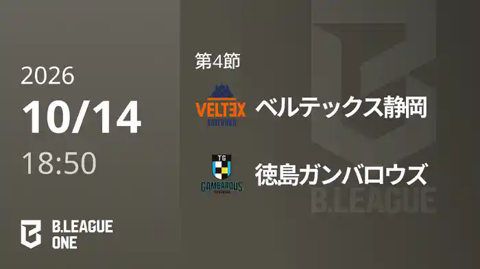 第4節 ベルテックス静岡vs徳島ガンバロウズ 10/14 [B.ONE]