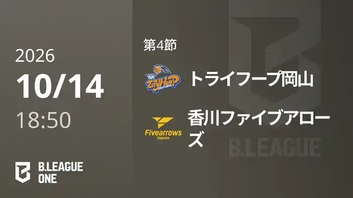 第4節 トライフープ岡山vs香川ファイブアローズ 10/14 [B.ONE]