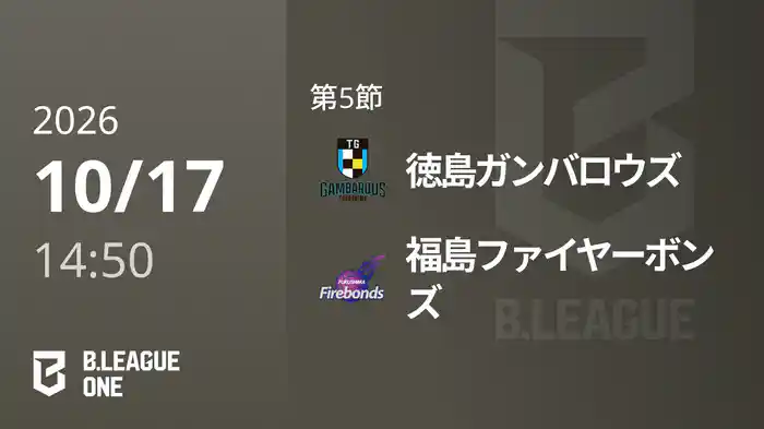 第5節 徳島ガンバロウズvs福島ファイヤーボンズ 10/17 [B.ONE]