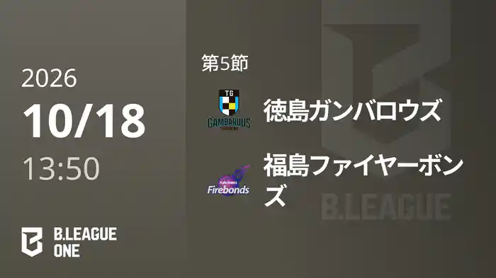 第5節 徳島ガンバロウズvs福島ファイヤーボンズ 10/18 [B.ONE]