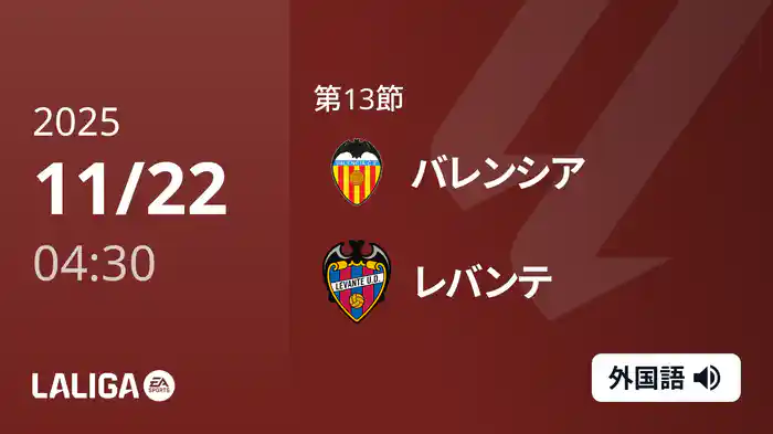 第13節 バレンシア v レバンテ 11/22 [ラ・リーガ]