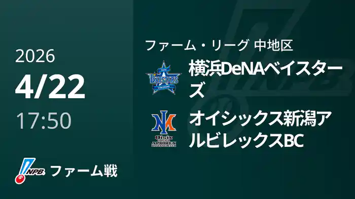 【4/22】横浜DeNAベイスターズVSオイシックス新潟アルビレックスBC
