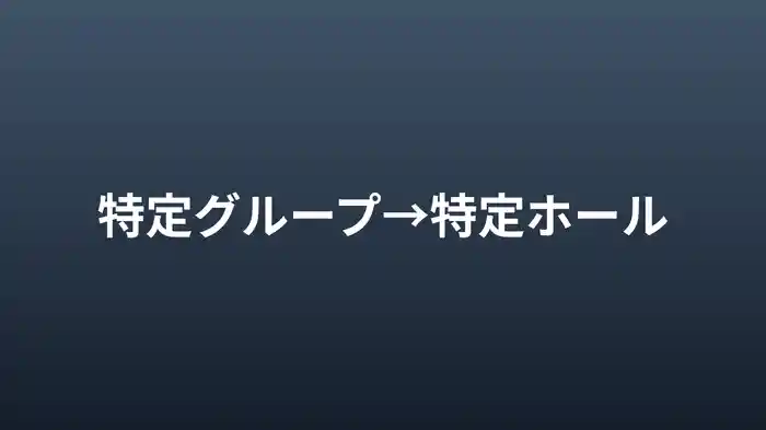 特定グループ→特定ホール