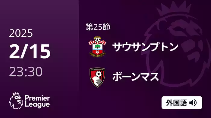 第25節 サウサンプトン VS ボーンマス 2/16 [プレミアリーグ]