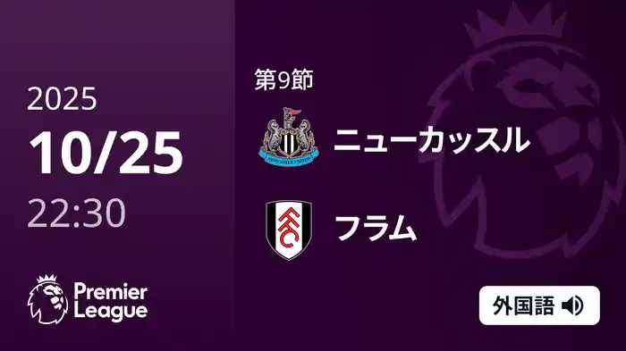 第9節 ニューカッスル v フラム 10/25 [プレミアリーグ]