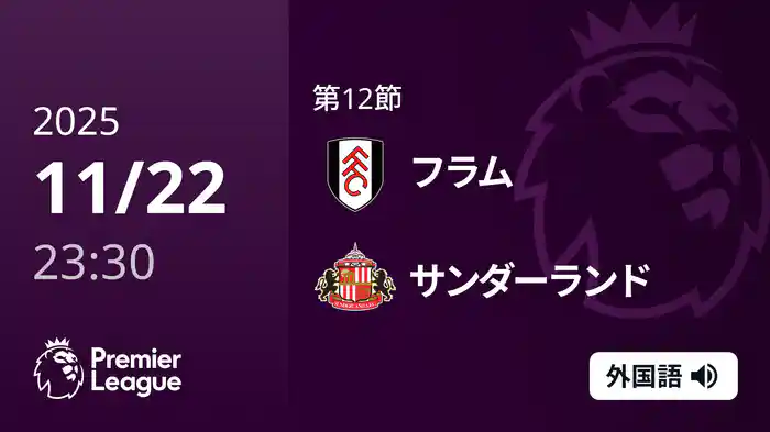 第12節 フラム v サンダーランド 11/23 [プレミアリーグ]