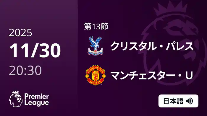 第13節 クリスタル・パレス v マンチェスター・U 11/30 [プレミアリーグ]
