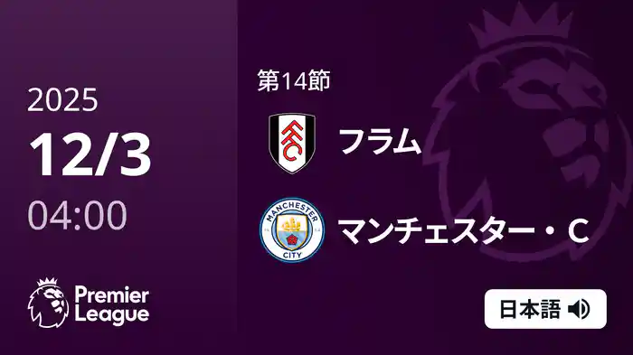 第14節 フラム v マンチェスター・C 12/3 [プレミアリーグ]