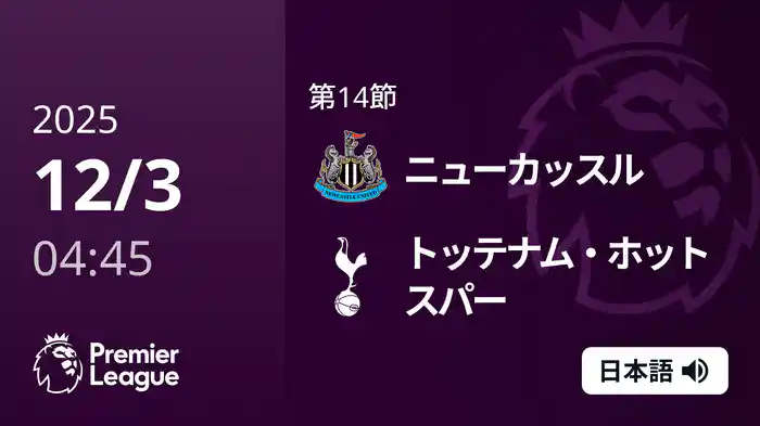 第14節 ニューカッスル v トッテナム・ホットスパー 12/3 [プレミアリーグ]