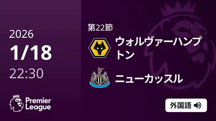 第22節 ウォルヴァーハンプトン v ニューカッスル 1/18 [プレミアリーグ]