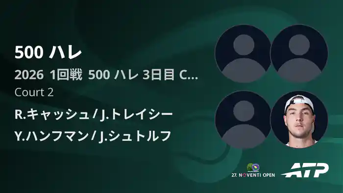 500 ハレ Day3 1回戦 R.キャッシュ/J.トレイシー VS Y.ハンフマン/J.シュトルフ [ATPツアー 2026]