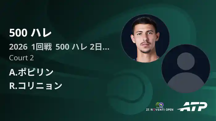 500 ハレ Day2 1回戦 A.ポピリン VS R.コリニョン [ATPツアー 2026]