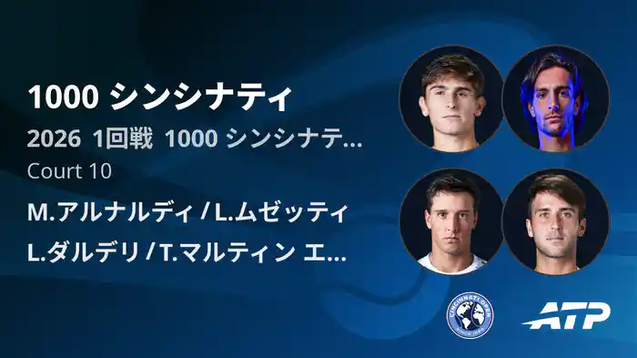 1000 シンシナティ Day5 1回戦 M.アルナルディ/L.ムゼッティ VS L.ダルデリ/T.マルティン エチェベリー [ATPツアー 2026]