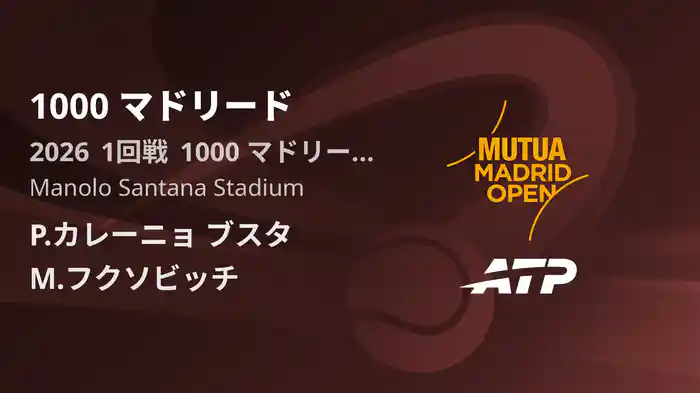 1000 マドリード Day2 1回戦 P.カレーニョ ブスタ VS M.フクソビッチ [ATPツアー 2026]