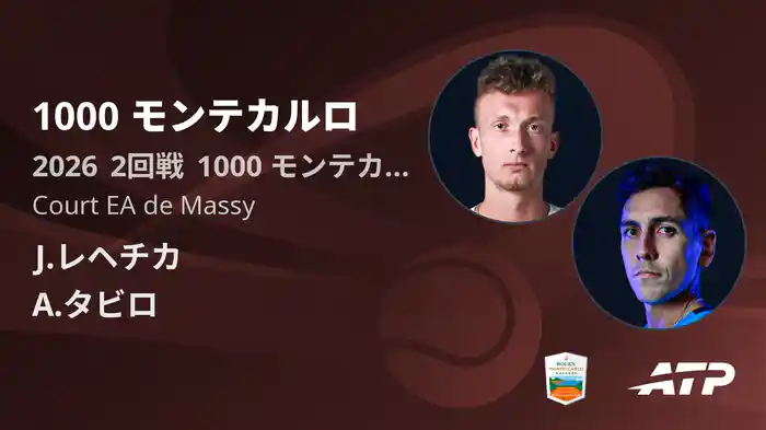1000 モンテカルロ Day4 2回戦 J.レヘチカ VS A.タビロ [ATPツアー 2026]