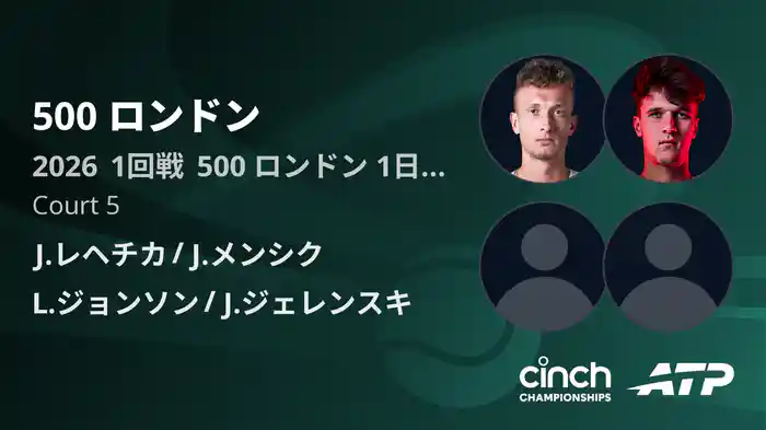 500 ロンドン Day1 1回戦 J.レヘチカ/J.メンシク VS L.ジョンソン/J.ジェレンスキ [ATPツアー 2026]