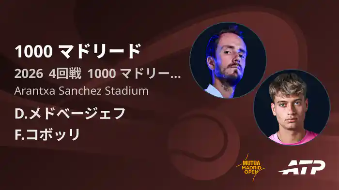 1000 マドリード Day7 4回戦 D.メドベージェフ VS F.コボッリ [ATPツアー 2026]