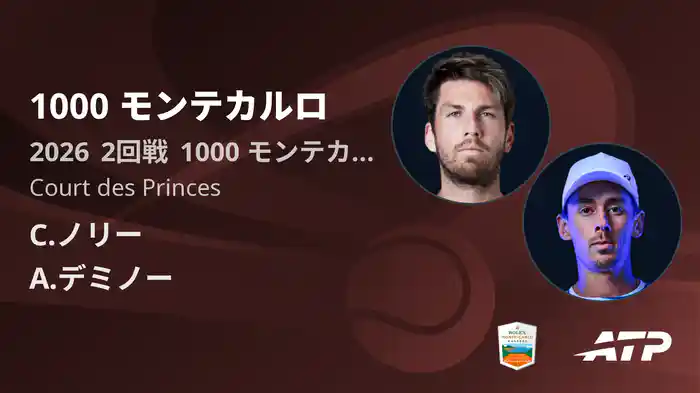 1000 モンテカルロ Day3 2回戦 C.ノリー VS A.デミノー [ATPツアー 2026]