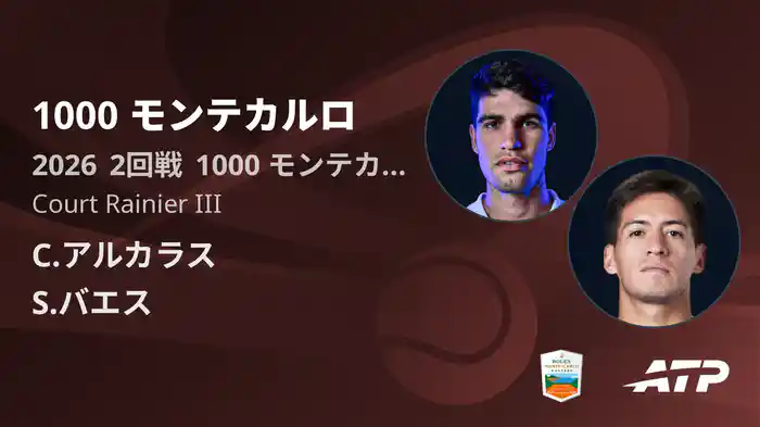 1000 モンテカルロ Day3 2回戦 C.アルカラス VS S.バエス [ATPツアー 2026]