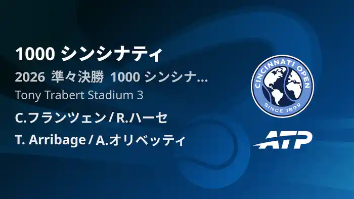 1000 シンシナティ Day9 準々決勝 C.フランツェン/R.ハーセ VS T. Arribage/A.オリベッティ [ATPツアー 2026]