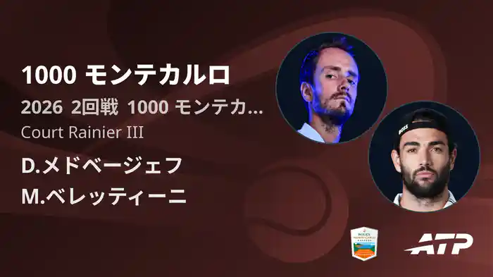 1000 モンテカルロ Day4 2回戦 D.メドベージェフ VS M.ベレッティーニ [ATPツアー 2026]