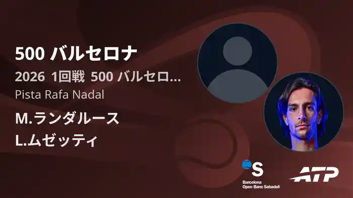 500 バルセロナ Day2 1回戦 M.ランダルース VS L.ムゼッティ [ATPツアー 2026]