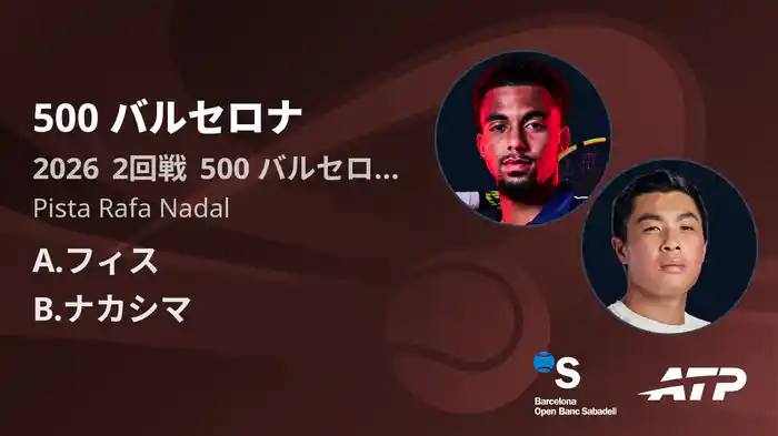 500 バルセロナ Day4 2回戦 A.フィス VS B.ナカシマ [ATPツアー 2026]