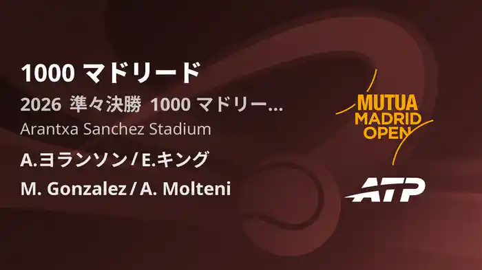 1000 マドリード Day9 準々決勝 A.ヨランソン/E.キング VS M. Gonzalez/A. Molteni [ATPツアー 2026]