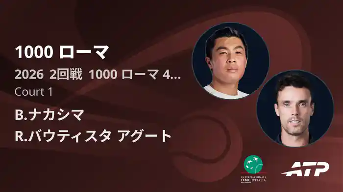 1000 ローマ Day4 2回戦 B.ナカシマ VS R.バウティスタ アグート [ATPツアー 2026]