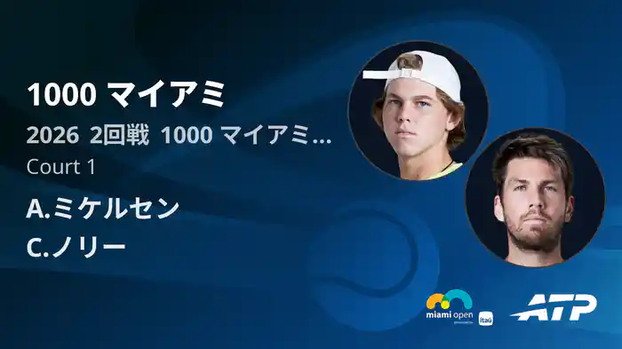 1000 マイアミ Day3 2回戦 A.ミケルセン VS C.ノリー [ATPツアー 2026]